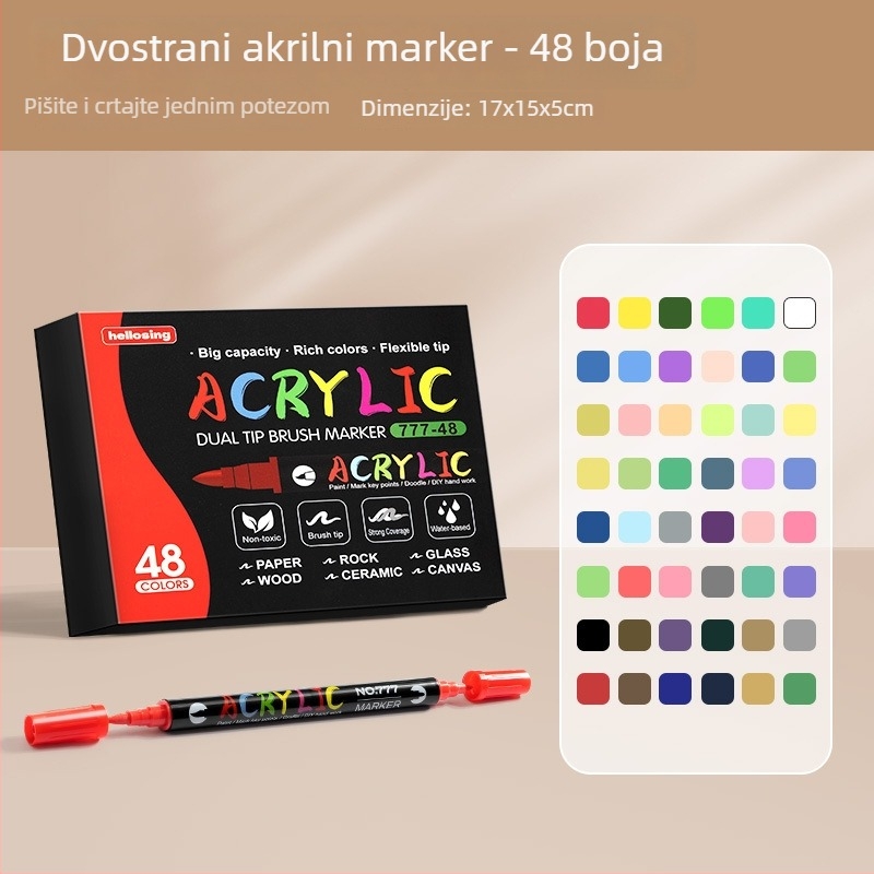 Dvostrani akrilni marker, okrugla vrh, vodootporan, brzo sušeći (Dvostrani, Akrilni, Vodootporan, Brzo sušeći)