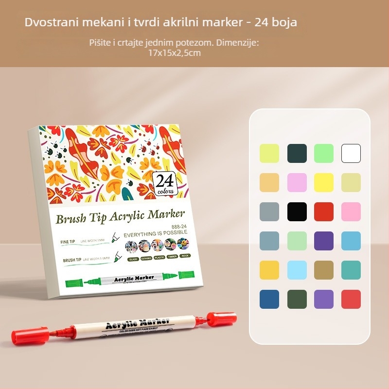 Dvostrani akrilni marker, okrugla vrh, vodootporan, brzo sušeći (Dvostrani, Akrilni, Vodootporan, Brzo sušeći)