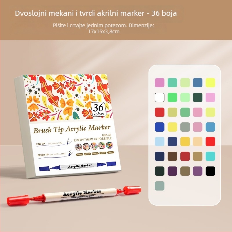 Dvostrani akrilni marker, okrugla vrh, vodootporan, brzo sušeći (Dvostrani, Akrilni, Vodootporan, Brzo sušeći)