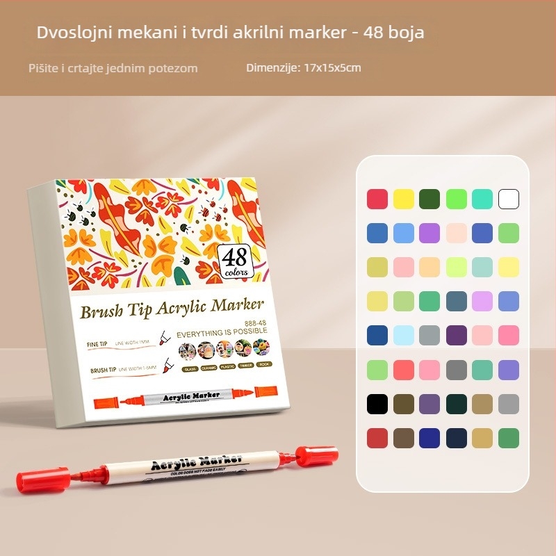 Dvostrani akrilni marker, okrugla vrh, vodootporan, brzo sušeći (Dvostrani, Akrilni, Vodootporan, Brzo sušeći)