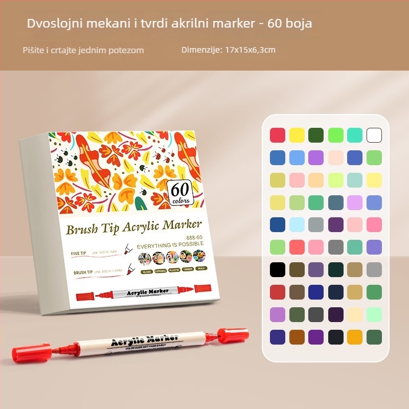 Dvostrani akrilni marker, okrugla vrh, vodootporan, brzo sušeći (Dvostrani, Akrilni, Vodootporan, Brzo sušeći)