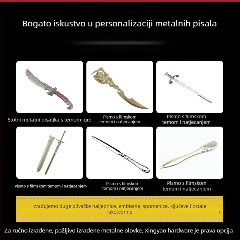 Otvarač pisama – metalni ručni rezač papira, model: Letter Opener (Tip: Ručni rezac papira; Model: Letter Opener; Materijal: Metal)