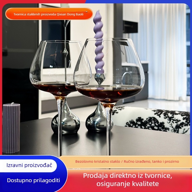 Set kristalnih čaša za vino, ultra-tanke stijenke, jednostavan stil, kapacitet 901–1000 ml, više od 10 komada