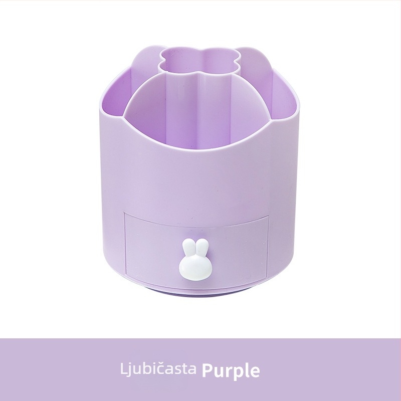 Stolni 360° rotirajući držač za olovke i kutija za skladištenje papetarije s mrežastim pretincima, višefunkcionalno, PP plastika, veliki kapacitet