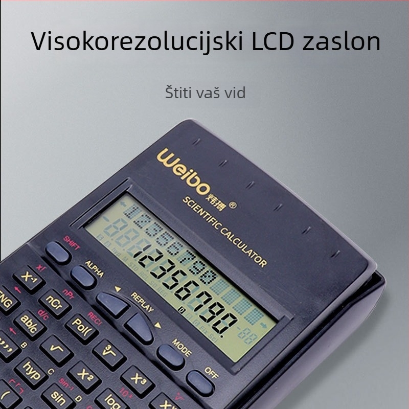 WB-82MS Prijenosni kalkulator funkcija s trigonometrijskim funkcijama, 12-znamenkasti zaslon, plastično kućište, baterije uključene