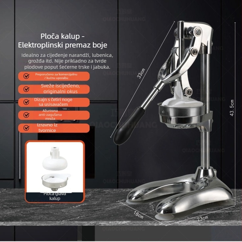 Ručno cijedilo za citrus – ručno okretanje, nije električno, materijal: aluminijeva zlitina + nehrđajući čelik + PP, u kutiji