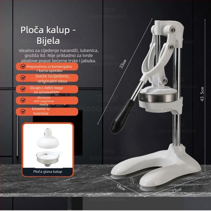 Ručno cijedilo za citrus – ručno okretanje, nije električno, materijal: aluminijeva zlitina + nehrđajući čelik + PP, u kutiji
