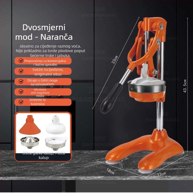Ručno cijedilo za citrus – ručno okretanje, nije električno, materijal: aluminijeva zlitina + nehrđajući čelik + PP, u kutiji