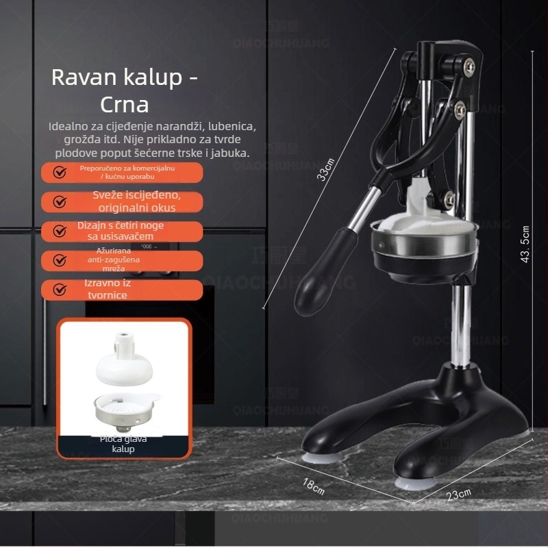 Ručno cijedilo za citrus – ručno okretanje, nije električno, materijal: aluminijeva zlitina + nehrđajući čelik + PP, u kutiji