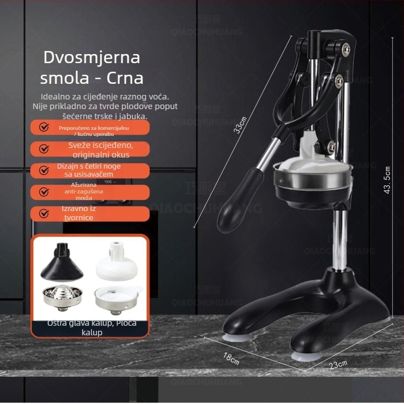 Ručno cijedilo za citrus – ručno okretanje, nije električno, materijal: aluminijeva zlitina + nehrđajući čelik + PP, u kutiji