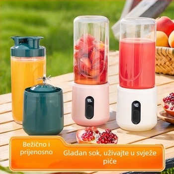 Prijenosni sokić za voće s ugrađenom baterijom i bežičnim punjenjem, 55W, 18001–20000 rpm, kapacitet 401–600 ml, unutarnji spremnik od borosilikatnog stakla