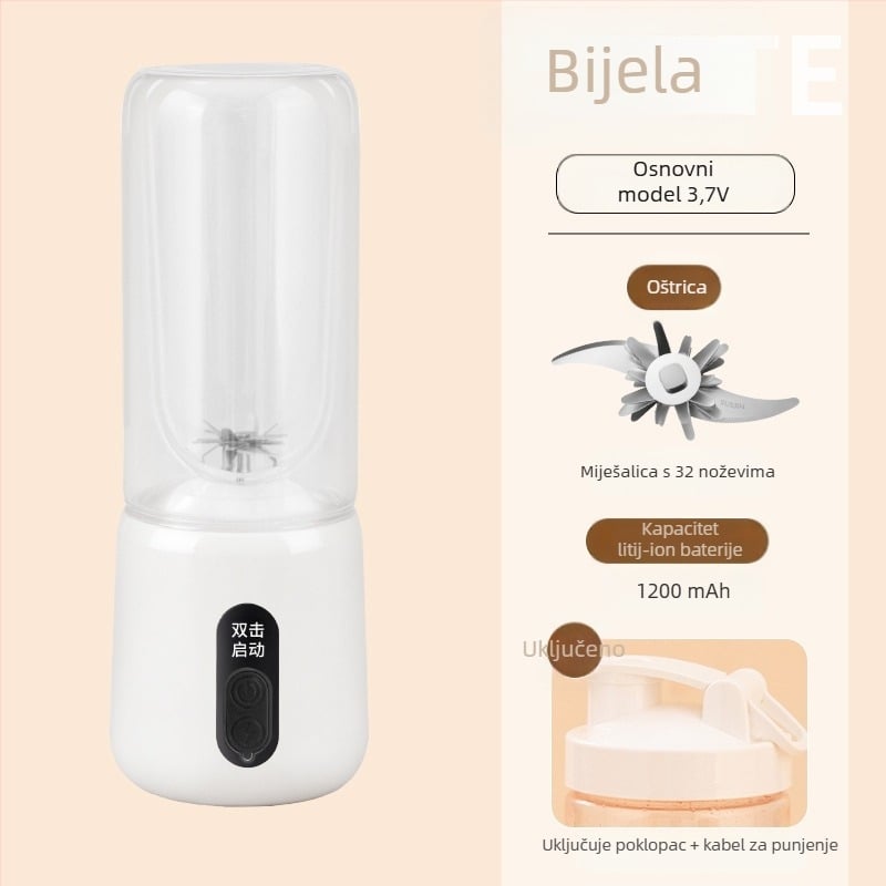 Prijenosni sokić za voće s ugrađenom baterijom i bežičnim punjenjem, 55W, 18001–20000 rpm, kapacitet 401–600 ml, unutarnji spremnik od borosilikatnog stakla