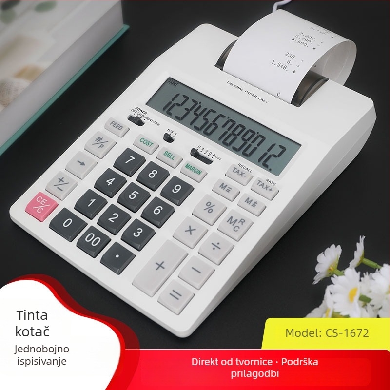 Casine uredska kalkulator za financije s tiskom, 12-znamenkasti zaslon, tisk logotipa, baterija uključena, model P23-dhv g