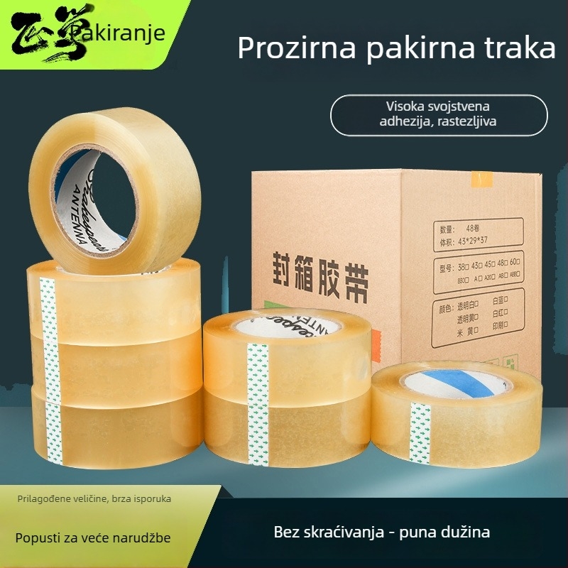 Paketiranje traka, BOPP film, ljepilo na bazi vode, prozirna, za zatvaranje i pakiranje (-20 do 40 °C, 52 µm)