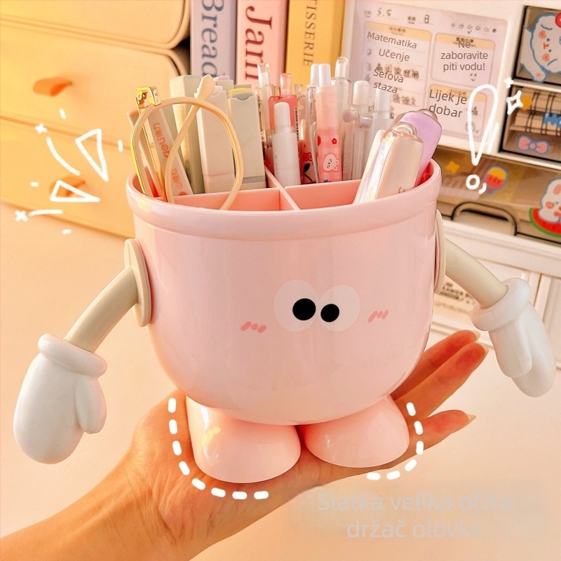 Slatki držač pera s velikim očima, Zheyu Bd-0227, plastični, okrugli, uredski organizator
