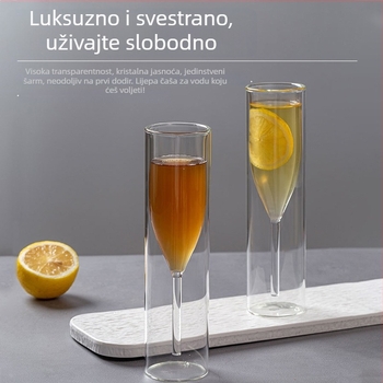 Joy čaša za šampanjac, borosilikatno staklo, dvostruko slojevita prozirna konstrukcija, jednostavan stil