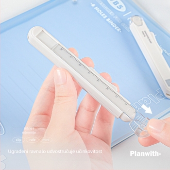 Višenamjenski ravnalo, škare i klizni nož – prijenosno rješenje za učenike (RosyPosy PW259X, 2Cr13/ABS/PP/akril, 28 g)