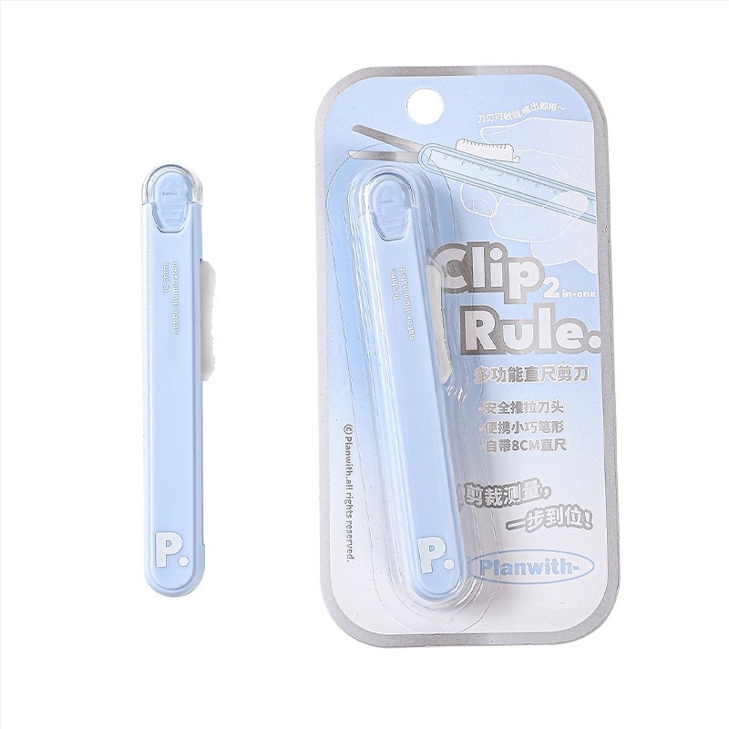 Višenamjenski ravnalo, škare i klizni nož – prijenosno rješenje za učenike (RosyPosy PW259X, 2Cr13/ABS/PP/akril, 28 g)