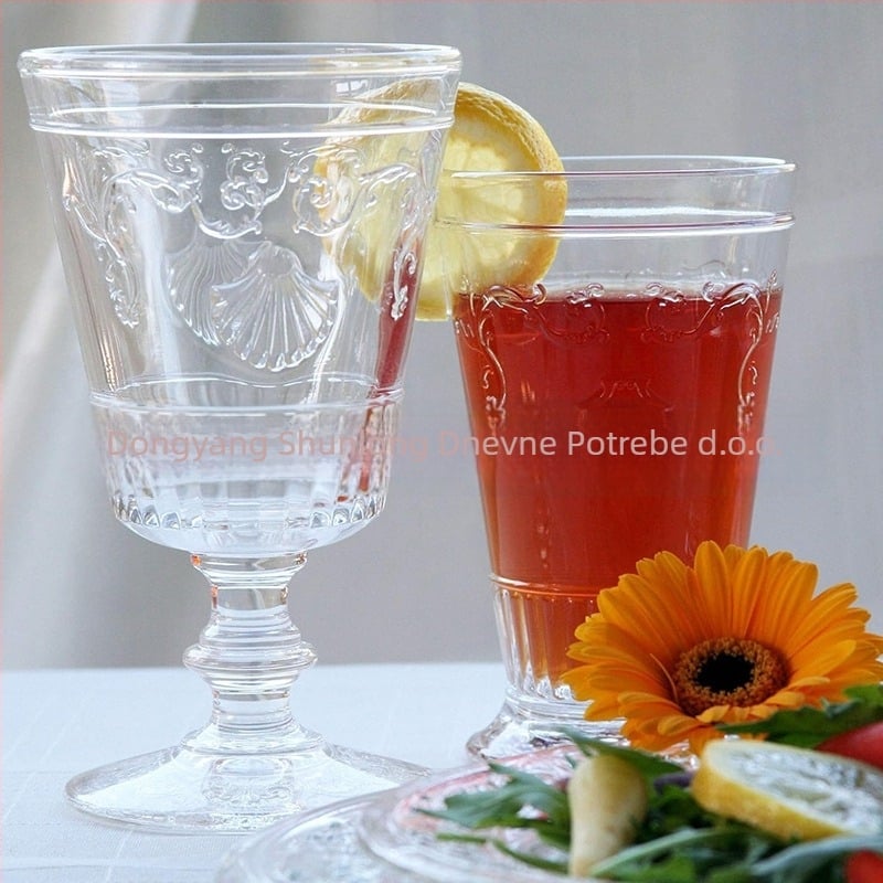 Jinya čaša za vino — reljefni francuski dizajn, retro luksuz stil, vintage dvorski doživljaj