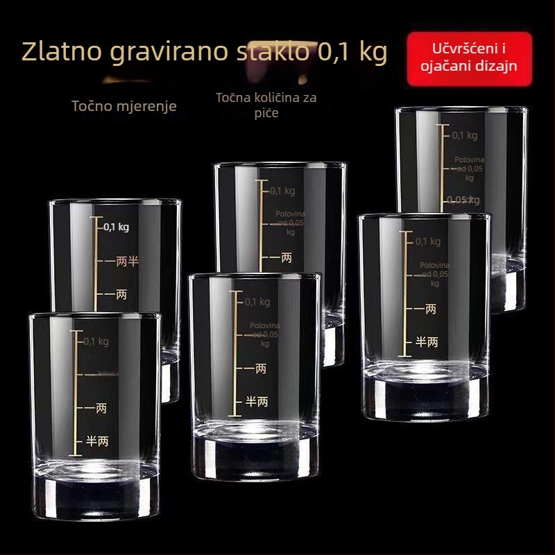 Čaša viskija sa mjernom skalom, kapacitet 1–100 ml, obična staklena čaša, novi kineski stil, premium kvaliteta