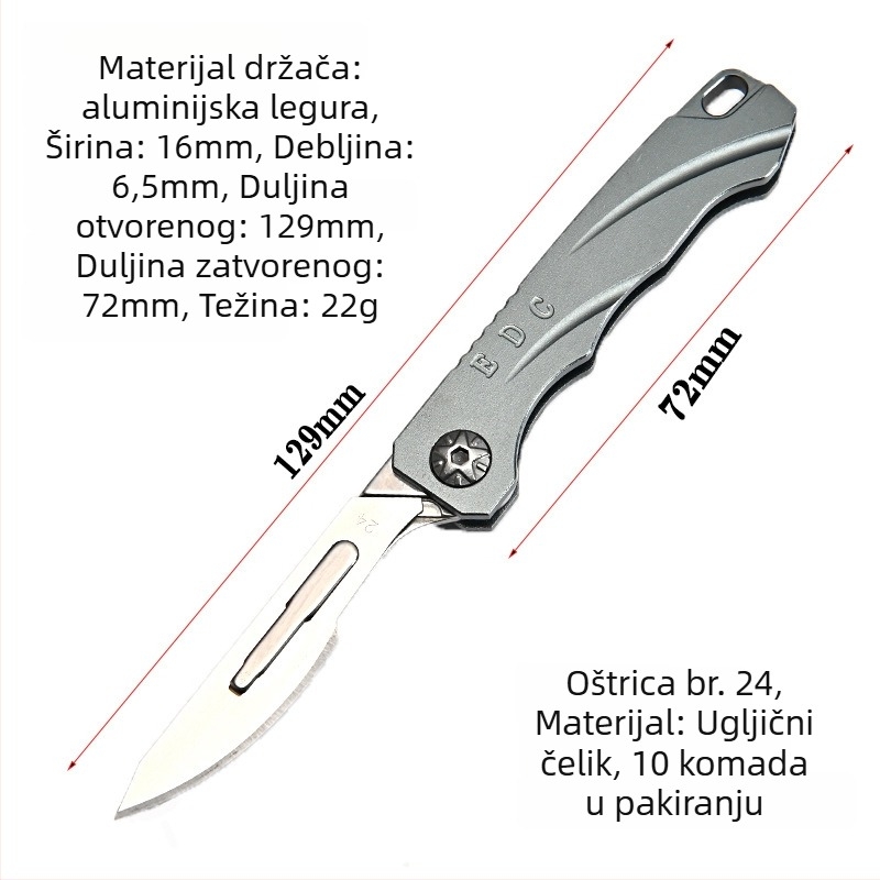 Sklopivi nož aluminijske legure, model Aluminum quick change knife, marka Nothing