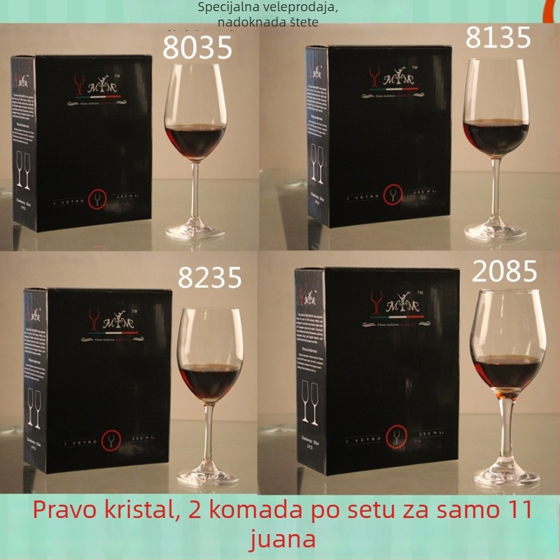 Kristalne čaše za crveno vino, Bordeaux stil, set od 2 u kutiji za poklon