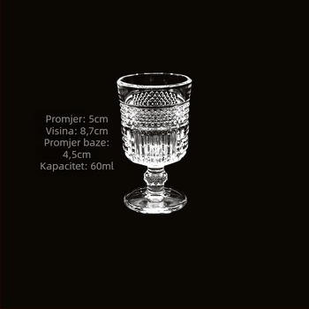 Staklena čaša za piće s retro izrezbarenim dizajnom i dijamantnim uzorkom (kapacitet 1–100 ml; set)