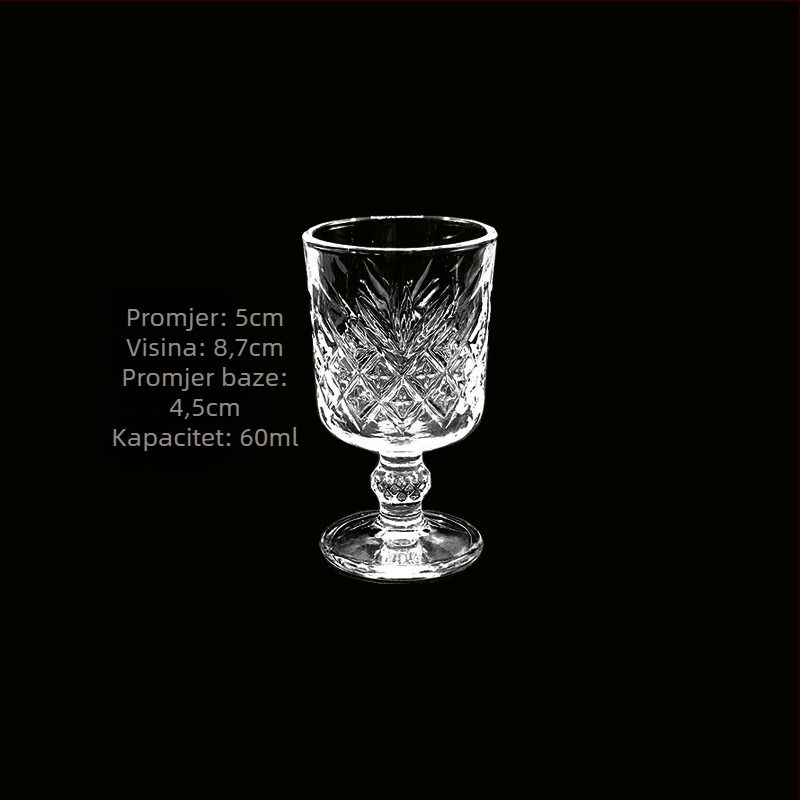 Staklena čaša za piće s retro izrezbarenim dizajnom i dijamantnim uzorkom (kapacitet 1–100 ml; set)
