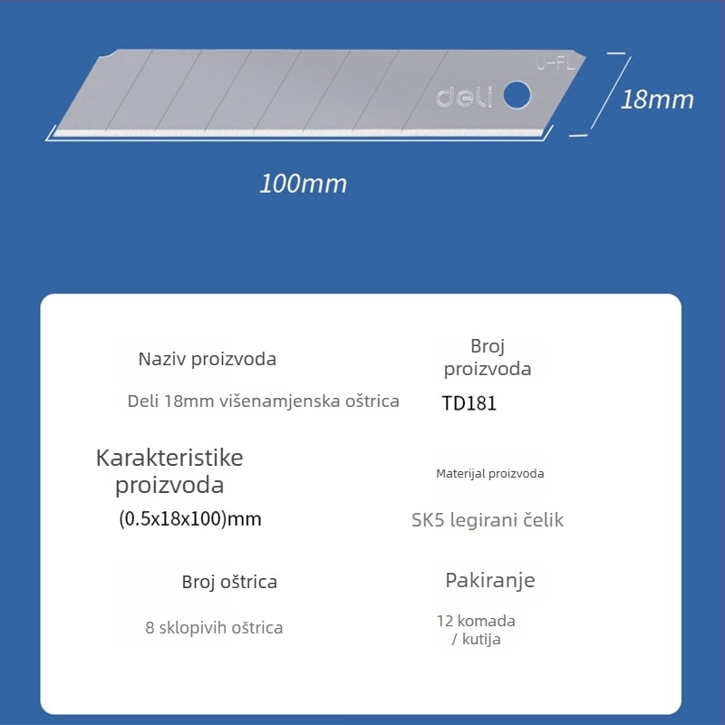 Oštrica za umjetnički nož, Deli TD180-181 SK5, 60°