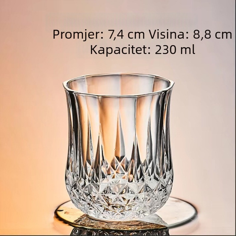 Čaša od kaljenog stakla za alkoholna pića – moderni minimalistički stil, pogodna za barove