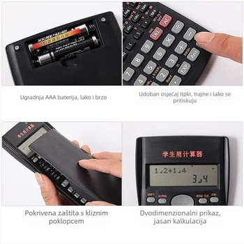 Funkcionalni kalkulator s znanstvenimi funkcijami i glasovnom funkcijom, zaslon s 10 znamenki, baterija uključena — Yinsheng 82MS