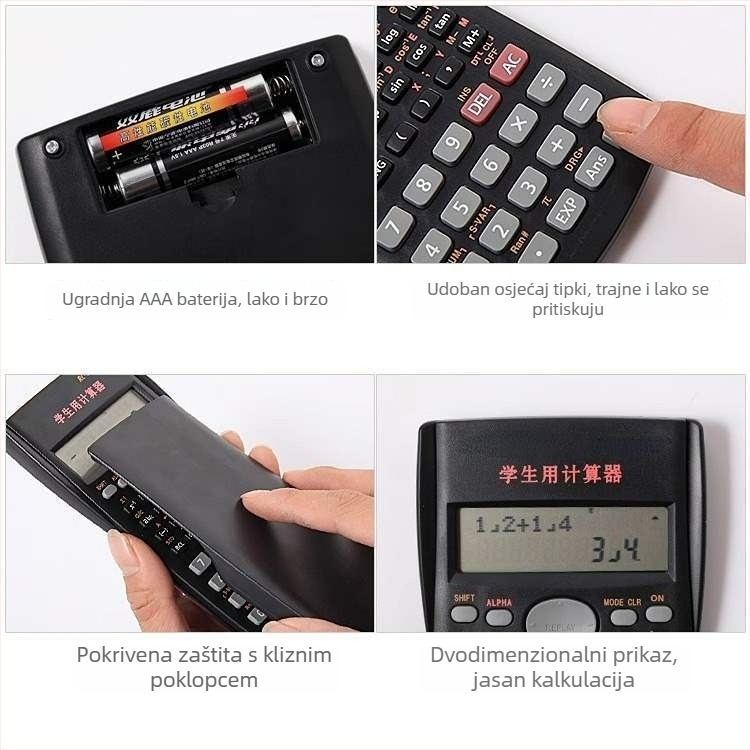 Funkcionalni kalkulator s znanstvenimi funkcijami i glasovnom funkcijom, zaslon s 10 znamenki, baterija uključena — Yinsheng 82MS
