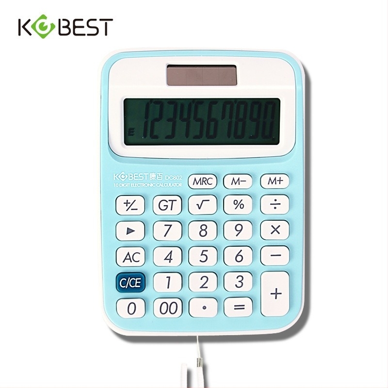 KOBEST Kangbai DC802 solarni kalkulator s 10-znamenkastim zaslonom, akrilno kućište, tiskano logo, prijenosni