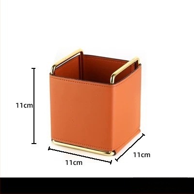 Stolna kutija za pohranu od PU kože i metala, model YZ-5610, kapacitet 1 L, namijenjena daljinskim upravljačima, uredskom materijalu i telefonima.