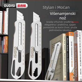Nerđajući čelični umjetnički nož; težak, industrijskog ranga, potpuno metalna konstrukcija; materijal: nehrđajući čelik; težina: 0,12 kg; pogodan za papir, tapete i otvaranje paketa.