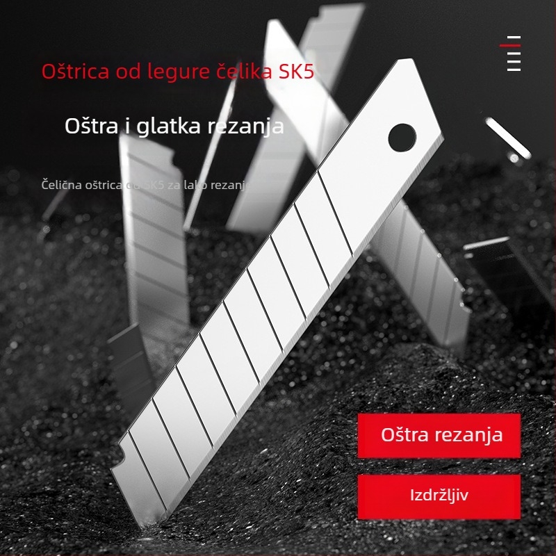 Nerđajući čelični umjetnički nož; težak, industrijskog ranga, potpuno metalna konstrukcija; materijal: nehrđajući čelik; težina: 0,12 kg; pogodan za papir, tapete i otvaranje paketa.