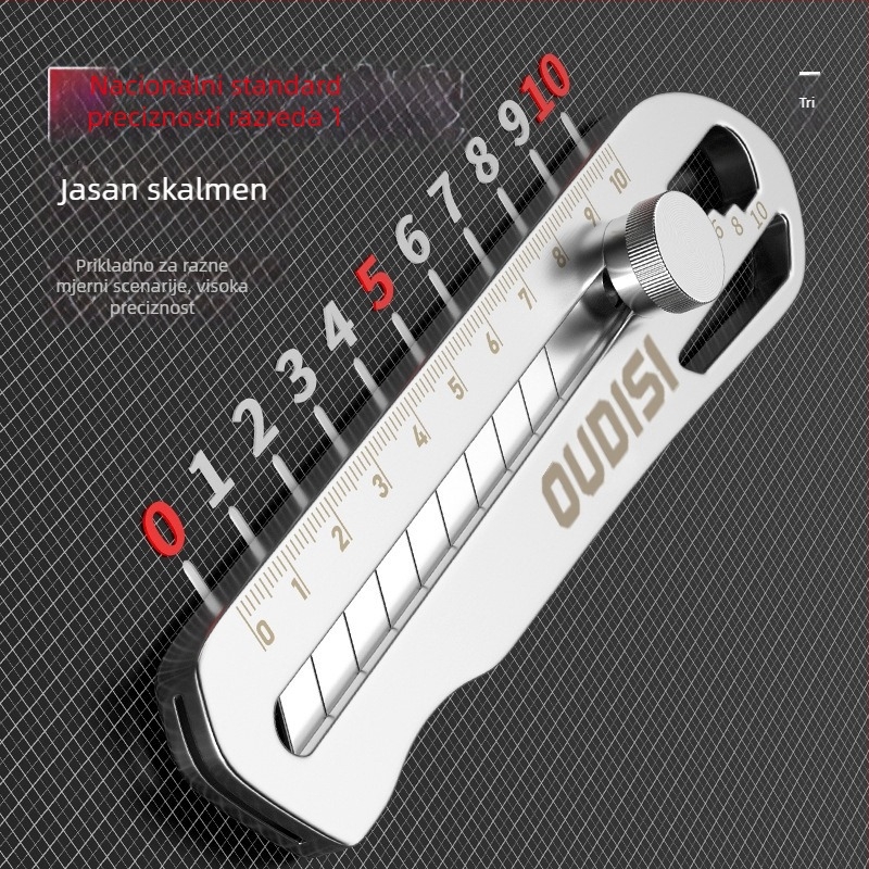 Nerđajući čelični umjetnički nož; težak, industrijskog ranga, potpuno metalna konstrukcija; materijal: nehrđajući čelik; težina: 0,12 kg; pogodan za papir, tapete i otvaranje paketa.