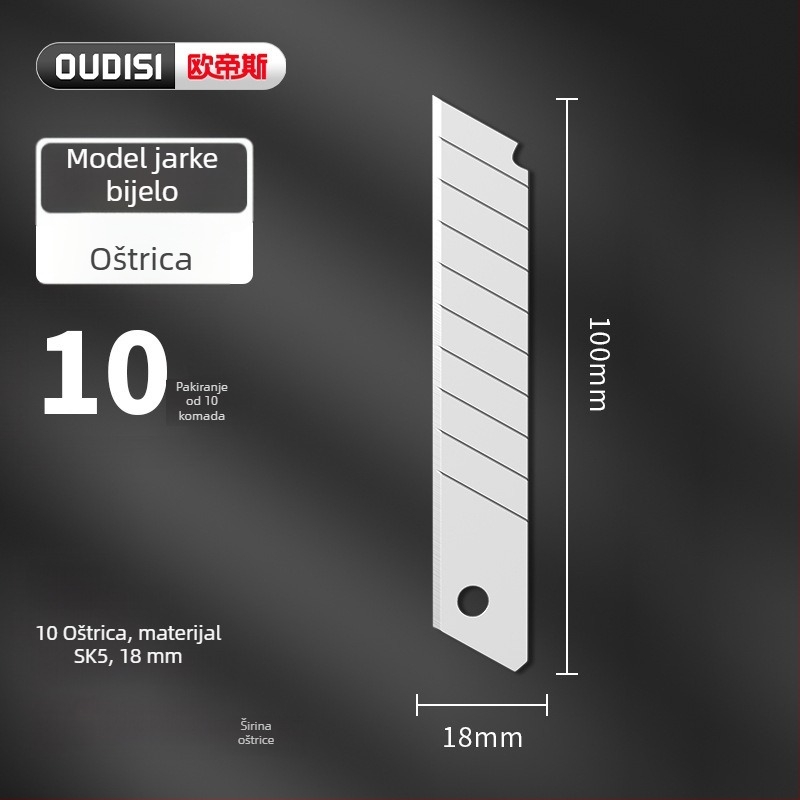Nerđajući čelični umjetnički nož; težak, industrijskog ranga, potpuno metalna konstrukcija; materijal: nehrđajući čelik; težina: 0,12 kg; pogodan za papir, tapete i otvaranje paketa.