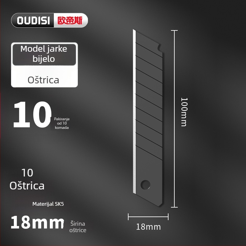 Nerđajući čelični umjetnički nož; težak, industrijskog ranga, potpuno metalna konstrukcija; materijal: nehrđajući čelik; težina: 0,12 kg; pogodan za papir, tapete i otvaranje paketa.