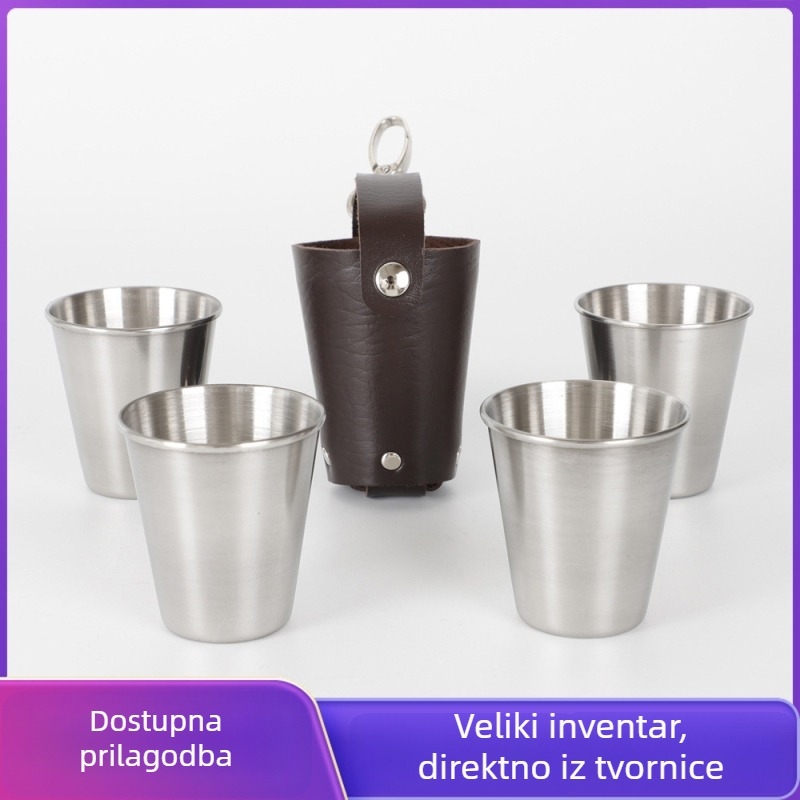 Čaša za žestoka od nehrđajućeg čelika, kapacitet 1-100 ml, retro stil, kemping čaša za vino