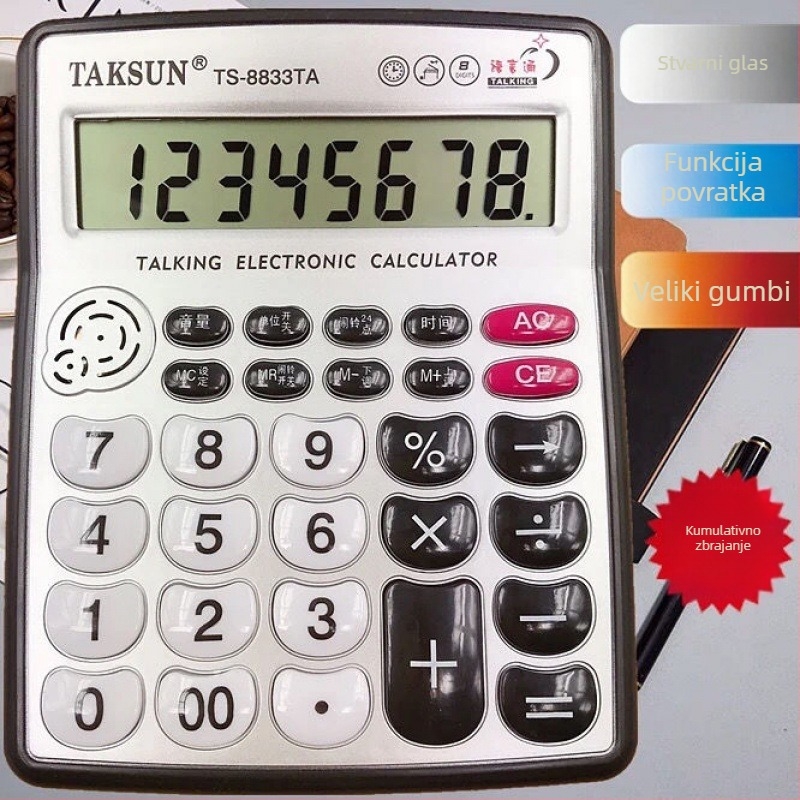 Dexin TS-8833TA 8-znamenkasti višenamjenski stolni kalkulator s glasovnom funkcijom