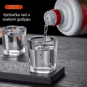 Set od 6 staklenih čaši za liker s modernim minimalističkim dizajnom, ispisano logo, zapreminu 1–100 ml