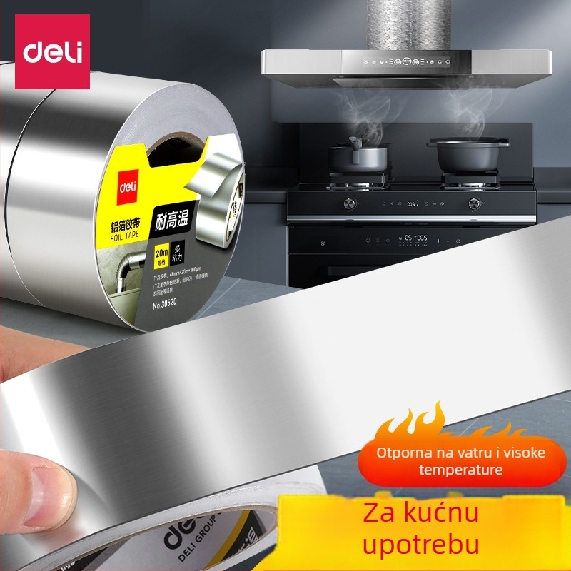 Deli aluminijska folijska traka, debela, visoke toplinske otpornosti, za brtvljenje i popravak curenja u kuhinjskom napau i vodovodnim cijevima, debljina 100 mm