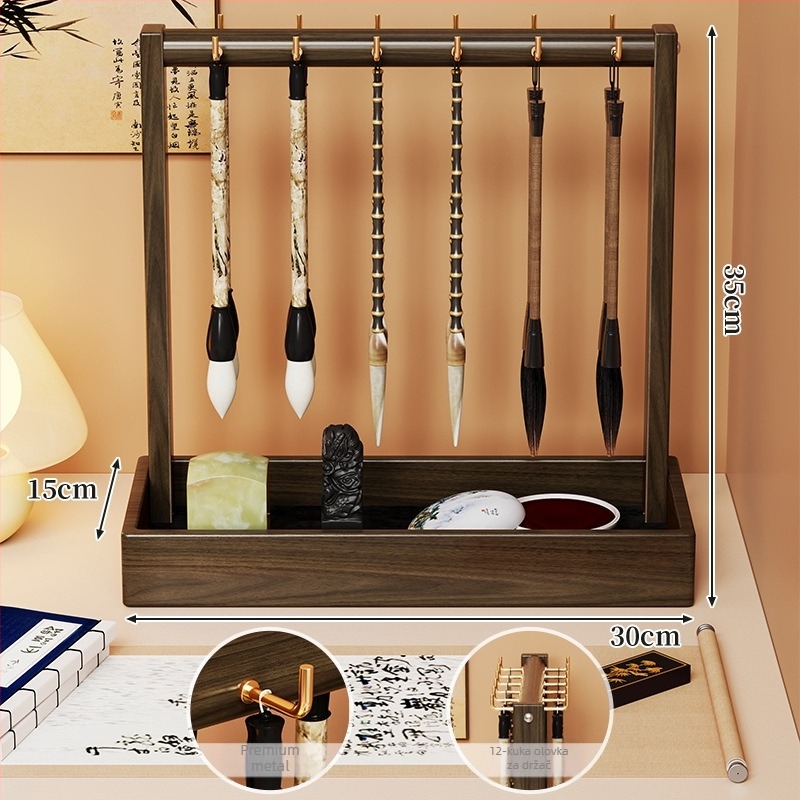 Držač četkica od masivnog drveta za stolni stalak, univerzalni model, standardne specifikacije, marka Evesigar/isi home