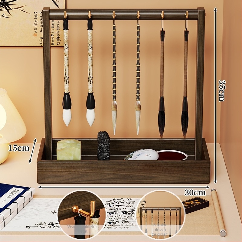 Držač četkica od masivnog drveta za stolni stalak, univerzalni model, standardne specifikacije, marka Evesigar/isi home
