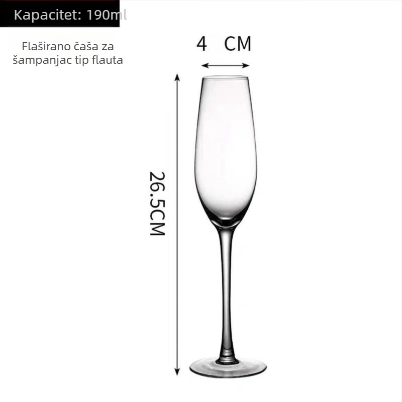 Set čaša za šampanjac - Staklo, 101-200 ml, Modern minimalistički stil, Pakiranje 6-10 komada