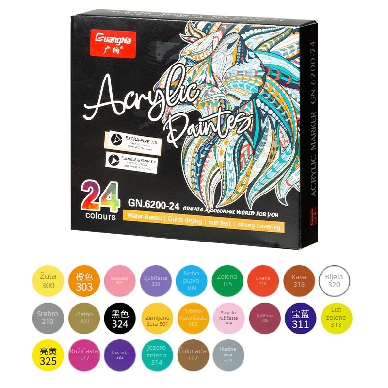 Guangna 6200 dvostruki akrilni marker – plastično kućište, tip: tinta, osnovno pakiranje