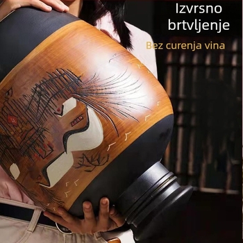 Vintage stil zatvorena keramička posuda za vino sa snježnim motivom | ispis logotipa dostupan | jednostavno pakiranje | premium kvalitete | pogodno za vino