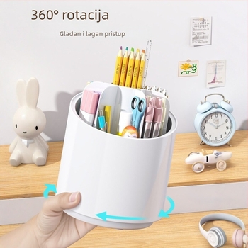 Rotirajući držač za olovke - 360° rotacija, veliki kapacitet, plastika, za stol