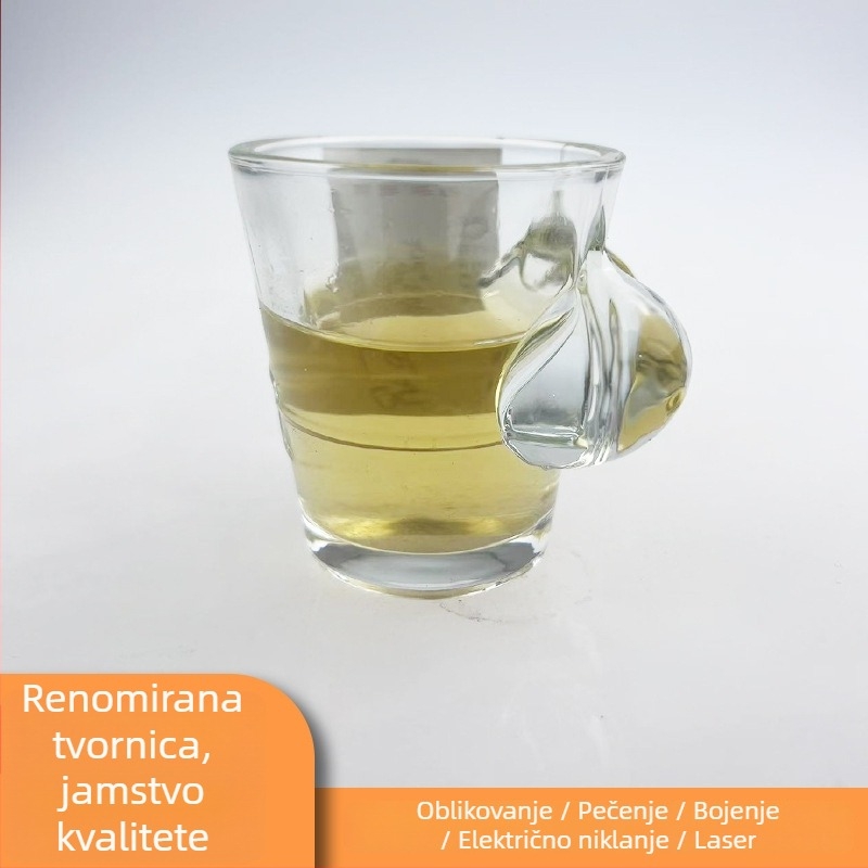 Staklena čašica za liker s oblikom grudi, tiskanje logotipa, kapacitet 1–100 ml, pakiranje u papirnatoj kutiji